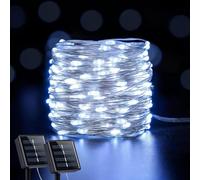 Mateju Guirnaldas Luces Exterior Solar 7/12/22/32 Metros, IP65 Impermeable Luces Solares Led Exterior Jardin Decorativas Cadena de Luce para Patio Terraza Balcones Fiesta (Blanco,12m/100 Luces)