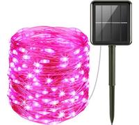 Mateju Guirnaldas Luces Exterior Solar 7/12/22/32 Metros, IP65 Impermeable Luces Solares Led Exterior Jardin Decorativas Cadena de Luce para Patio Terraza Balcones Fiesta (Rosa,12m/100 Luces)