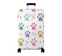 Mateju Huellas de Patas Cubierta de Equipaje con Bolsillo, 18 a 32 Pulgada Funda Maleta, Anti-Polvo Antiarañazos Funda de Maleta con Cremallera Lavable Cubierta de Equipaje Protectora (Blanco,M)