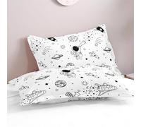 Mateju Juego de 2 Funda Almohada de Microfibra Suave y Transpirable 50x75 / 80x80 cm, con Cierre de Sobres, Funda de Almohada Estampado Planeta para Sábana Bajera a Juego (Espacio Exterior,50x75cm)