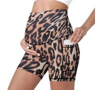 Mateju Leggins Premama con Bolsillos, Elásticos Cintura Alta Pantalones Cortos Embarazada Mujer, Estampado de Leopardo Maternidad Shorts Ideal para Hogar, Yoga, Deporte, Diario (Patrón 5,S)