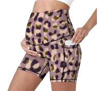 Mateju Leggins Premama con Bolsillos, Elásticos Cintura Alta Pantalones Cortos Embarazada Mujer, Estampado de Leopardo Maternidad Shorts Ideal para Hogar, Yoga, Deporte, Diario (Patrón 4,XS)