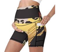 Mateju Leggins Premama con Bolsillos, Elásticos Cintura Alta Pantalones Cortos Embarazada Mujer, Estampado de Leopardo Maternidad Shorts Ideal para Hogar, Yoga, Deporte, Diario (Estilo 5,S)