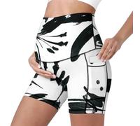 Mateju Leggins Premama Embarazada Cintura Alta Elásticos Pantalones Cortos Embarazada Mujer, Maternidad Pantalones Shorts Ideal para Hogar, Yoga, Deporte, Diario (Pintura a la Tinta,XXL)