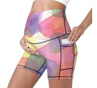 Mateju Leggins Premama Embarazada Cintura Alta Elásticos Pantalones Cortos Embarazada Mujer, Maternidad Pantalones Shorts Ideal para Hogar, Yoga, Deporte, Diario (Estilo de impresión 10,M)