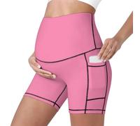 Mateju Leggins Premama Embarazada Cintura Alta Elásticos Pantalones Cortos Embarazada Mujer, Maternidad Pantalones Shorts Ideal para Hogar, Yoga, Deporte, Diario (Rosa Intenso,XS)