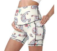 Mateju Leggins Premama Embarazada Cintura Alta Elásticos Pantalones Cortos Embarazada Mujer, Maternidad Pantalones Shorts Ideal para Hogar, Yoga, Deporte, Diario (Cachemira Beige,XL)