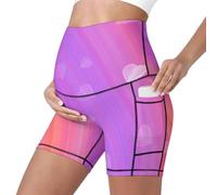 Mateju Leggins Premama Embarazada Cintura Alta Elásticos Pantalones Cortos Embarazada Mujer, Maternidad Pantalones Shorts Ideal para Hogar, Yoga, Deporte, Diario (Morado-Rosa,XL)