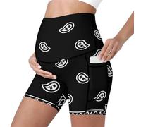 Mateju Leggins Premama Embarazada Cintura Alta Elásticos Pantalones Cortos Embarazada Mujer, Maternidad Pantalones Shorts Ideal para Hogar, Yoga, Deporte, Diario (Cachemira Negro,XS)
