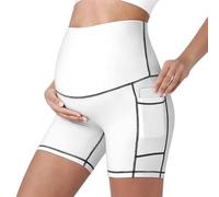 Mateju Leggins Premama Embarazada Cintura Alta Elásticos Pantalones Cortos Embarazada Mujer, Maternidad Pantalones Shorts Ideal para Hogar, Yoga, Deporte, Diario (Blanco Crema,L)