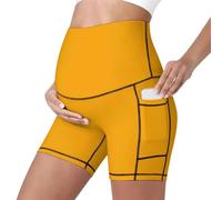 Mateju Leggins Premama Embarazada Cintura Alta Elásticos Pantalones Cortos Embarazada Mujer, Maternidad Pantalones Shorts Ideal para Hogar, Yoga, Deporte, Diario (Amarillo Anaranjado,L)