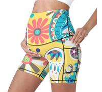 Mateju Leggins Premama Embarazada Cintura Alta Elásticos Pantalones Cortos Embarazada Mujer, Maternidad Pantalones Shorts Ideal para Hogar, Yoga, Deporte, Diario (Amarillo Verdoso,XXL)