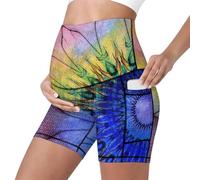 Mateju Leggins Premama Embarazada Cintura Alta Elásticos Pantalones Cortos Embarazada Mujer, Maternidad Pantalones Shorts Ideal para Hogar, Yoga, Deporte, Diario (Margaritas pintadas,L)