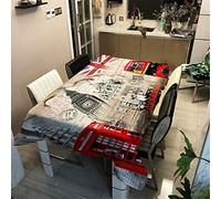 Mateju Mantel Antimanchas Rectangular, Impermeable Tela de poliéster Decoración Resistente Al Desgaste Lavable Apto, Distintos Diseños y Tamaños a Elegir, Londres Francia Torre Eiffel (I,140 * 200cm)