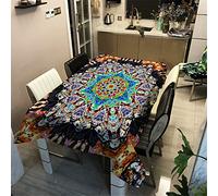 Mateju Mantel Antimanchas Rectangular Mesa Pequeña, Impermeable Tela de poliéster Decoración Resistente Al Desgaste Lavable Apto, Distintos Diseños y Tamaños a Elegir, Mandala Bohemia 3D (100*140cm,H)