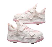 Mateju Mariposa Zapatos con Ruedas para Niñas, 2 en 1 Patines Retráctiles con 4 Ruedas Desmontables, Niños Zapatillas Deportivas Skateboard para Adolescentes, (Rosa,40)