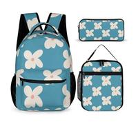 Mateju Mochila Niña de Gran Capacidad, Mochilas Escolares Adolescente con Bolsa de Almuerzo, Estuche para Lápices, Mochila Niño Juego de 3 Mochila, Serie de Plantas de Flores (Flor)