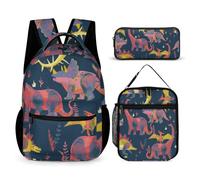 Mateju Mochila Niña de Gran Capacidad, Mochilas Escolares Adolescente Dinosaurio con Bolsa de Almuerzo, Estuche para Lápices, Mochila Niño Juego de 3 Mochila Infantil (Dumbo)