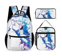 Mateju Mochila Niña de Gran Capacidad, Mochilas Escolares Adolescente Impresión de Baloncesto con Bolsa de Almuerzo, Estuche para Lápices, Mochila Niño Juego de 3 Mochila Infantil (Baloncesto 6)