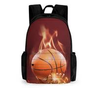 Mateju Mochila Niña de Gran Capacidad, Mochilas Escolares Adolescente Impresión de Baloncesto, Estuche para Lápices, Mochila Niño Mochila Infantil Ajustar (Llama)