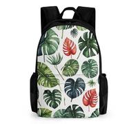 Mateju Mochila Niña de Gran Capacidad, Mochilas Escolares Adolescente Impresión de Plantas Tropicales, Mochila Niño Mochila Infantil Ajustar (Monstera Deliciosa 3)