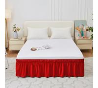 Mateju Multicolor Falda de Cama con Volantes Elástico, Cubre Canape con Volantes, Prueba De Polvo Cubre Somier Hotel Bedding Ruffled Bedskirt (Rojo,180 * 200+40cm)