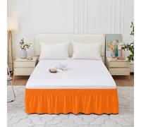 Mateju Multicolor Falda de Cama con Volantes Elástico, Cubre Canape con Volantes, Prueba De Polvo Cubre Somier Hotel Bedding Ruffled Bedskirt (Zanahoria,100 * 200+40cm)