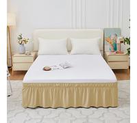 Mateju Multicolor Falda de Cama con Volantes Elástico, Cubre Canape con Volantes, Prueba De Polvo Cubre Somier Hotel Bedding Ruffled Bedskirt (Camel,135 * 200+40cm)