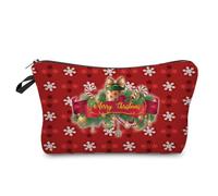 Mateju Paquete de 2 Lindo Papá Noel Neceser Maquillaje,Neceser Mujer, Neceser Hombre Neceser Viaje,Portátil para Viaje Bolsas, Neceser Maquillaje Pequeño,para Compras,Viajes (Feliz Navidad)