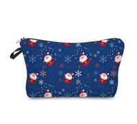 Mateju Paquete de 2 Lindo Papá Noel Neceser Maquillaje,Neceser Mujer, Neceser Hombre Neceser Viaje,Portátil para Viaje Bolsas, Neceser Maquillaje Pequeño,para Compras,Viajes (Navidad Azul)