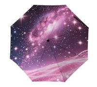 Mateju Parapluie Pliant Automatique Anti-UV - Compact Portable 3D Ciel Étoilé pour Mariage Golf Homme Femme Enfant (Universo Rosa)