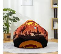 Mateju Puff 3D Fútbol, Funda Puff Algodón y Lino Saco de Judías sin Relleno para Adultos y Niños, Salon Bean Bag Cover para Almacenar Ropa, Edredones, Peluches (Rojo Intenso,100x120cm)