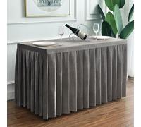 Mateju Rectangular Mantel con Falda, Lavable Mantel Mesa Cóctel Cubre Protector de Mesa, para Bar Fiesta de Cumpleaños Banquete de Boda (40x180x75cm,Antracita)