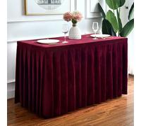 Mateju Rectangular Mantel con Falda, Lavable Mantel Mesa Cóctel Cubre Protector de Mesa, para Bar Fiesta de Cumpleaños Banquete de Boda (40x180x75cm,Borgoña)