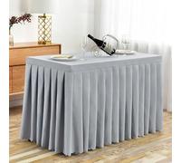 Mateju Rectangular Mantel con Falda, Lavable Mantel Mesa Cóctel Cubre Protector de Mesa, para Bar Fiesta de Cumpleaños Banquete de Boda (120x60x75cm,Gris Claro)