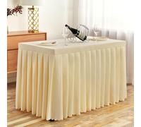 Mateju Rectangular Mantel con Falda, Lavable Mantel Mesa Cóctel Cubre Protector de Mesa, para Bar Fiesta de Cumpleaños Banquete de Boda (120x60x75cm,Beige)