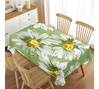 Mateju Rectangular Mantel, Impresión 3D Margarita Mantel Antimanchas y Salpicaduras Mesa, Table Cloth Lavable Mesa para Picnics, Comedor, Salon (Verde-Dorado A,140x220cm)