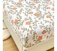 Mateju Sábana Bajera Ajustable de Microfibra con Estampado Floral, Protector de Colchón Suave Respirable Cómoda con Banda Elástica para Colchón Alto de 25 cm (Cama 160:150x200x25cm,Flor Roja)