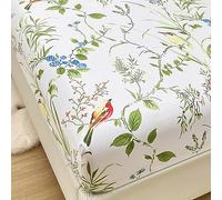 Mateju Sábana Bajera Ajustable de Microfibra con Estampado Floral, Protector de Colchón Suave Respirable Cómoda con Banda Elástica para Colchón Alto de 25 cm (Cama 160:150x200x25cm,Primavera)