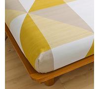 Mateju Sábana Bajera Ajustable de Microfibra con Estampado Geometría Moderna Protector de Colchón Respirable Suave con Banda Elástica para Colchón Alto de 25 cm (Cama 90:90x200x25cm,Amarillo)