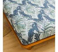 Mateju Sábana Bajera Ajustable de Microfibra con Estampado Sencillo y Moda Protector de Colchón Respirable Suave con Banda Elástica para Colchón Alto de 25 cm (Cama 90:90x200x25cm,Selva Tropical)