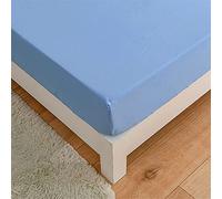 Mateju Sábana Bajera de Microfibre Color Sólido, Protector de Colchón Ajustables Cómoda y Transpirable con Elástica Bolsillo Profundo para Grueso Colchón Alto de 27 cm (Azul,150x200x27cm)