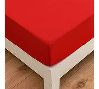 Mateju Sábana Bajera de Microfibre Color Sólido, Protector de Colchón Ajustables Cómoda y Transpirable con Elástica Bolsillo Profundo para Grueso Colchón Alto de 27 cm (Rojo,150x200x27cm)