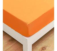 Mateju Sábana Bajera de Microfibre Color Sólido, Protector de Colchón Ajustables Cómoda y Transpirable con Elástica Bolsillo Profundo para Grueso Colchón Alto de 27 cm (Naranja,150x200x27cm)