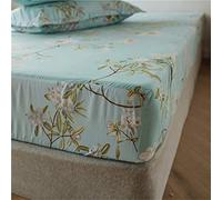 Mateju Sábana Bajera de Microfibre, Protector de Colchón Moderno Estampado Nórdico Suave y Cómoda Transpirable con Elástica Bolsillo Profundo para Grueso Colchón (Primavera Verde,180x200x30cm)