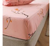 Mateju Sábana Bajera de Microfibre, Protector de Colchón Moderno Estampado Nórdico Suave y Cómoda Transpirable con Elástica Bolsillo Profundo para Grueso Colchón (Ramas Rosadas,150x200x30cm)