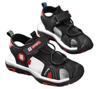 Mateju Sandalias Infantiles Verano con Punta Cerrada, Sandalias Barefoot Niños Zapatos Ligero Cómodo, Antideslizantes Zapatillas para Playa, Caminary Uso Diario (Azul Naranja-1,33)