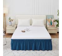 Mateju Simple Falda de Cama con Volantes Elástico, Cubre Canape con Volantes, Prueba De Polvo Cubre Somier Hotel Bedding Ruffled Bedskirt (Azul Marino,135 * 200+40cm)