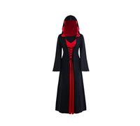 Mateju Unisex Disfraces de Halloween,Horror Cadaver Vampiresa Reina Novia Carnaval Mujer Disfraz Fantasma de la Oscuridad para Hombres (M,Bruja Negro Rojo)