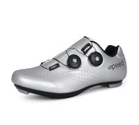 Mateju Zapatillas Ciclismo MTB Hombre Mujer, 36-47 EU Zapatillas Bicicleta de Montaña Hombre con Calas Respirables Antideslizantes para Deportes al Aire Libre (QX20 Plata,45)